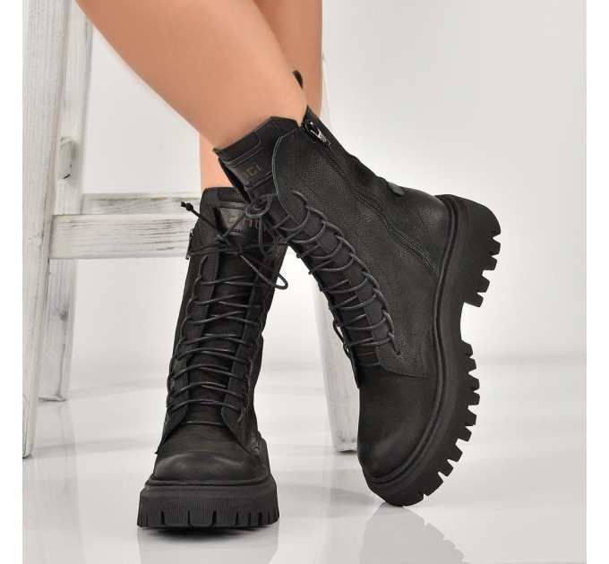 Дамски боти Olia black nabuk