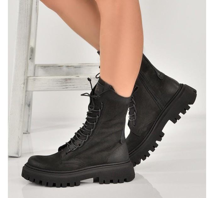 Дамски боти Olia black nabuk