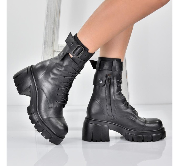 Дамски екстравагантни боти Tina black napa