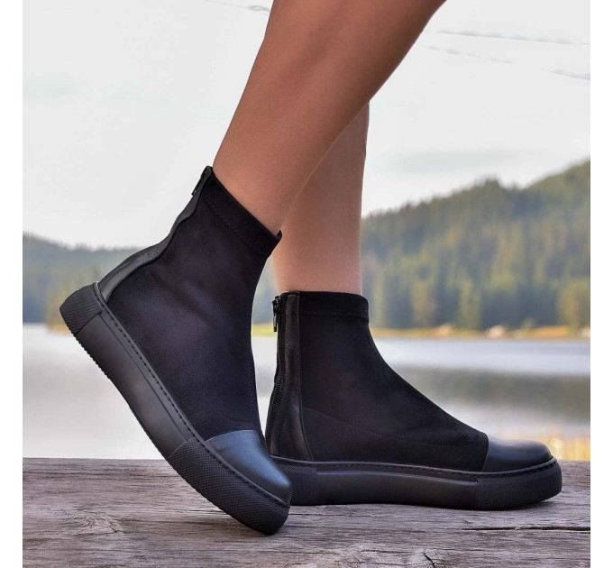 Дамски боти тип чорап Irka black velur