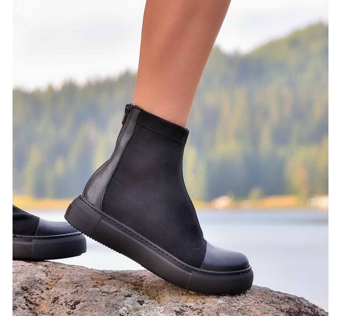 Дамски боти тип чорап Irka black velur
