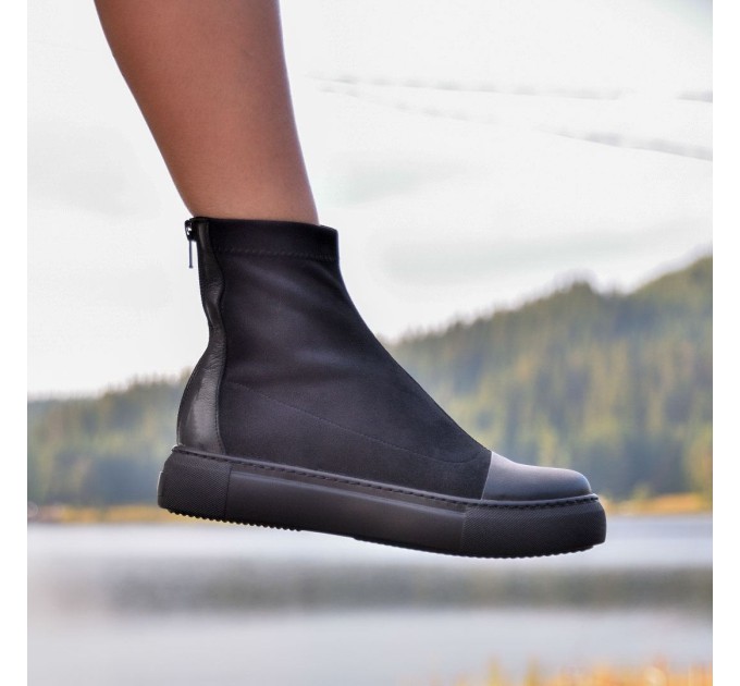 Дамски боти тип чорап Irka black velur