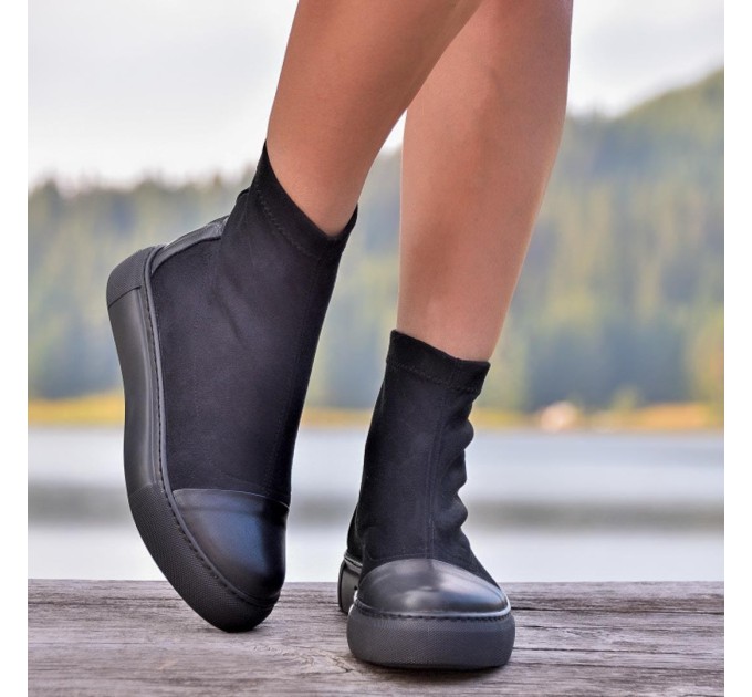Дамски боти тип чорап Irka black velur