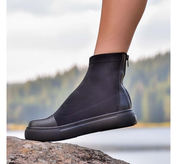 Дамски боти тип чорап Irka black velur