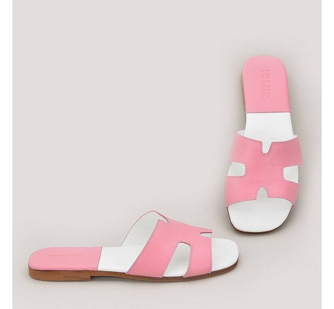 Дамски чехли от естествена кожа Milica pink