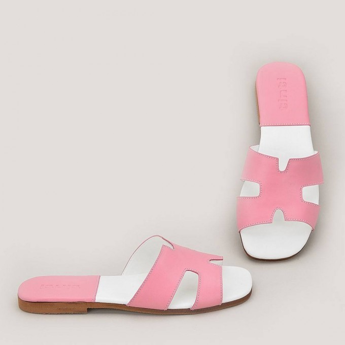 Дамски чехли от естествена кожа Milica pink