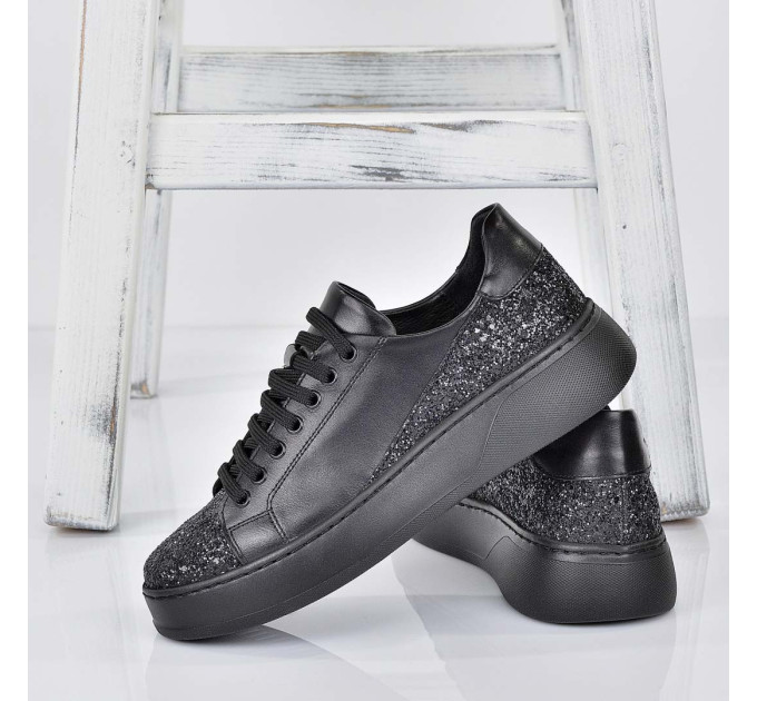 Дамски кецове Elinor black brokat