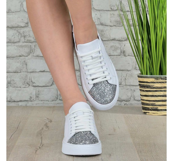 Дамски кецове Elinor white brokat