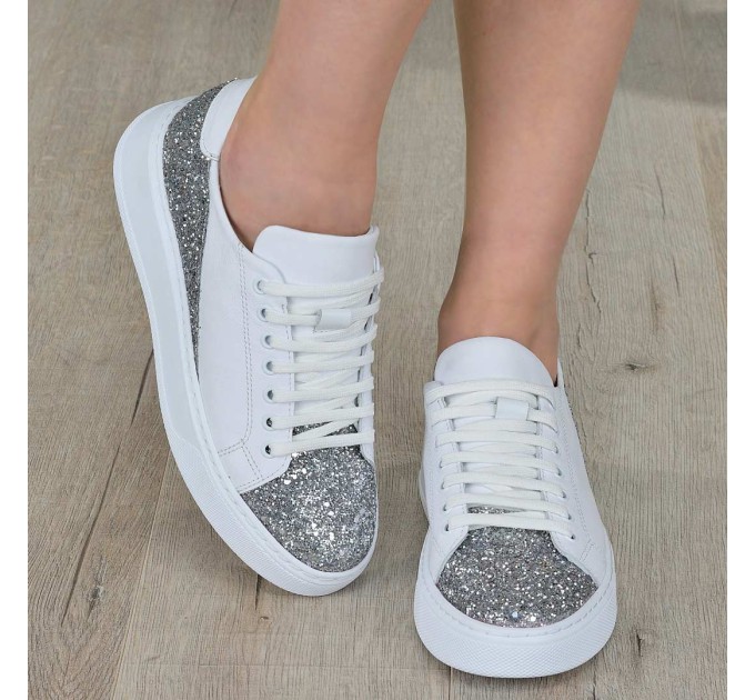 Дамски кецове Elinor white brokat