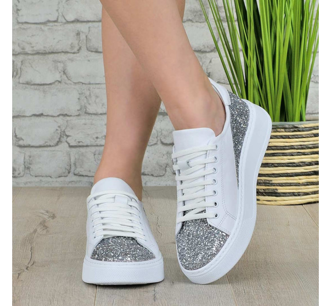 Дамски кецове Elinor white brokat