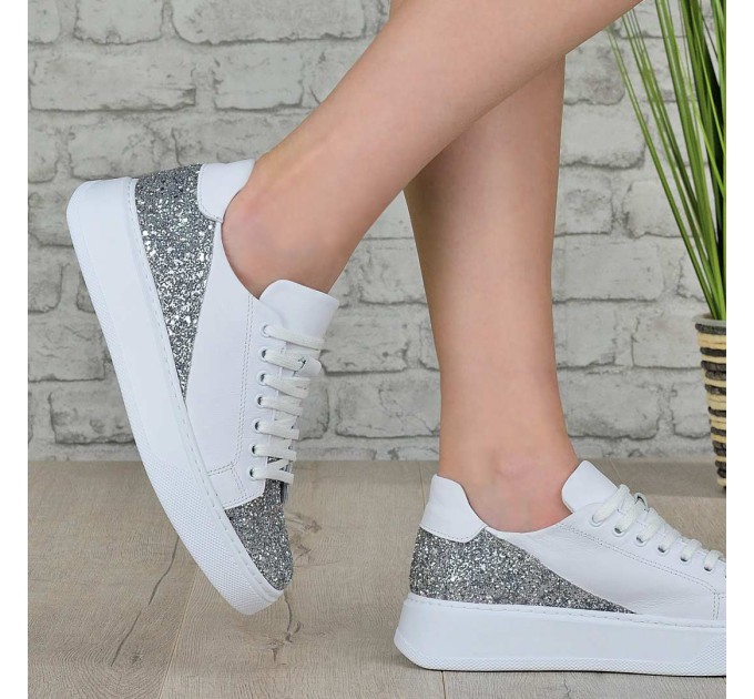 Дамски кецове Elinor white brokat