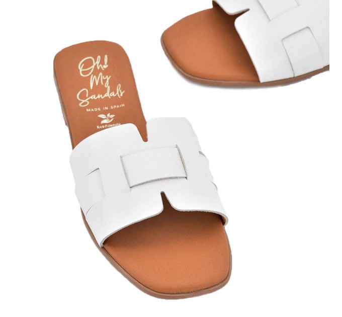 Дамски чехли от естествена кожа 5800 soft blanco