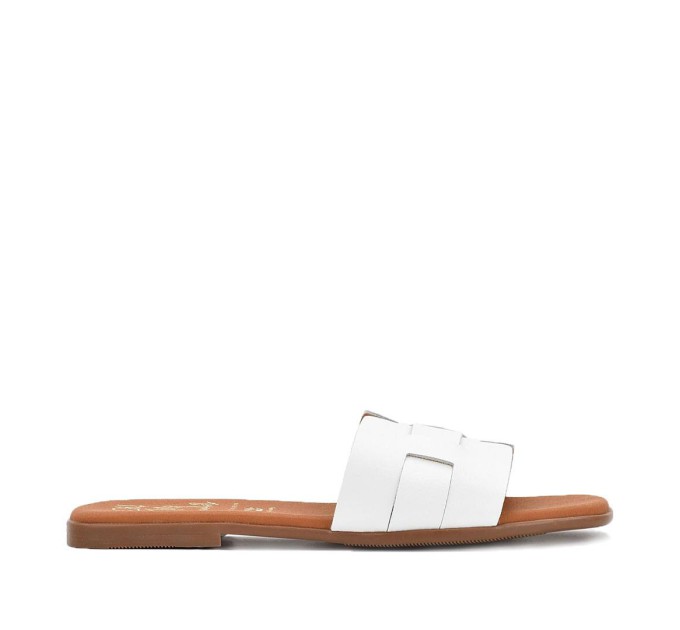 Дамски чехли от естествена кожа 5800 soft blanco