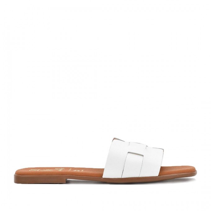 Дамски чехли от естествена кожа 5800 soft blanco