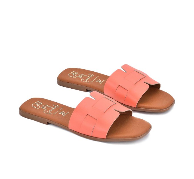 Дамски чехли от естествена кожа 5800 soft coral