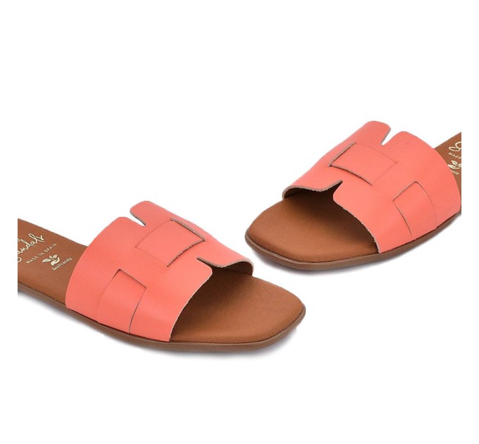 Дамски чехли от естествена кожа 5800 soft coral