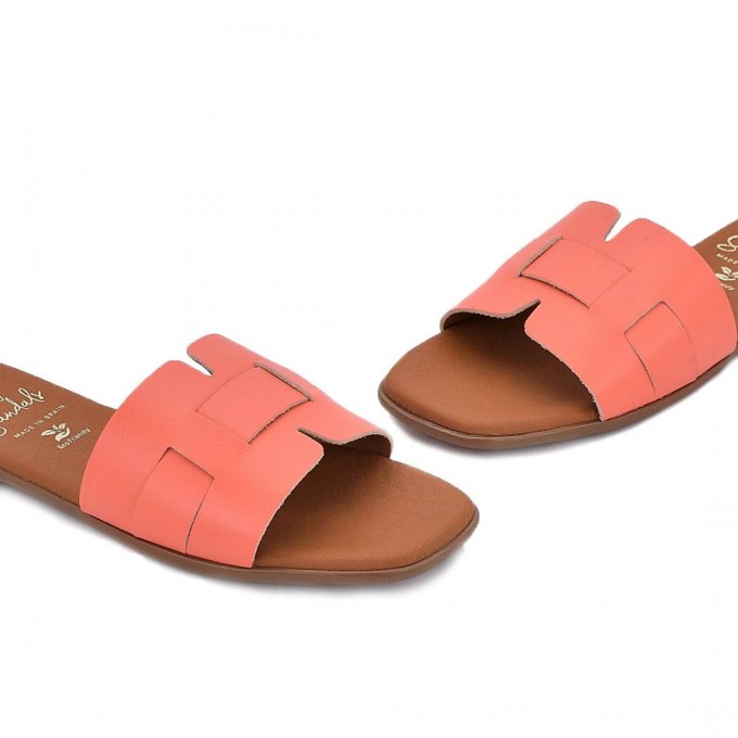 Дамски чехли от естествена кожа 5800 soft coral
