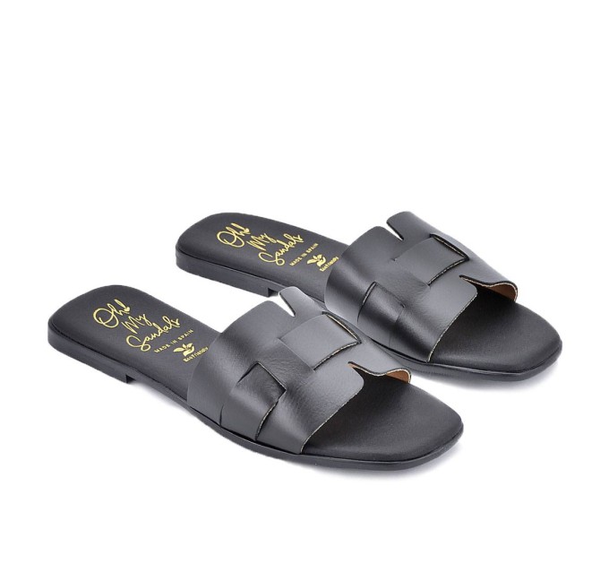 Дамски чехли от естествена кожа 5800 soft negro