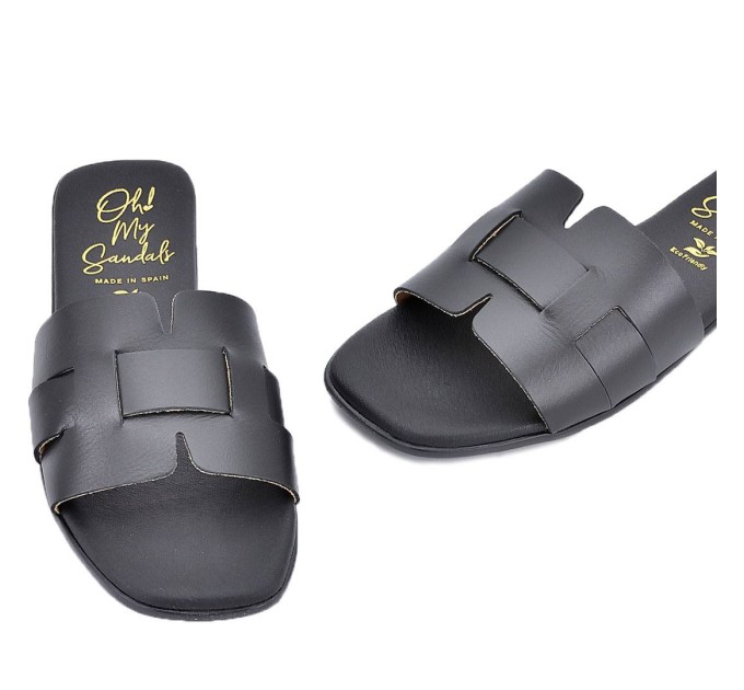 Дамски чехли от естествена кожа 5800 soft negro