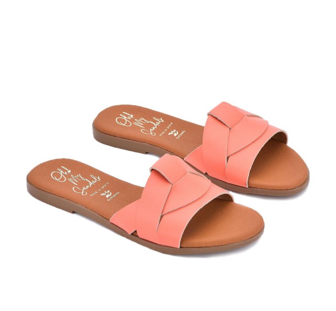 Дамски чехли от естествена кожа 5805 soft coral