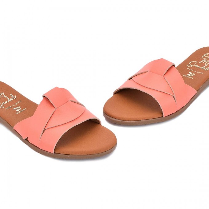 Дамски чехли от естествена кожа 5805 soft coral