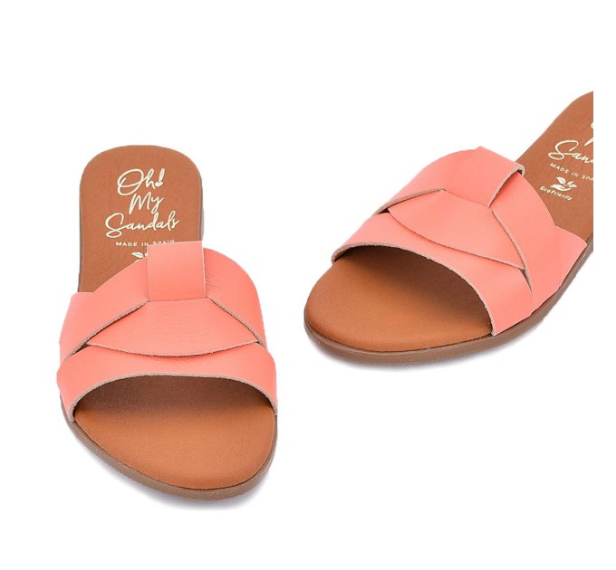 Дамски чехли от естествена кожа 5805 soft coral