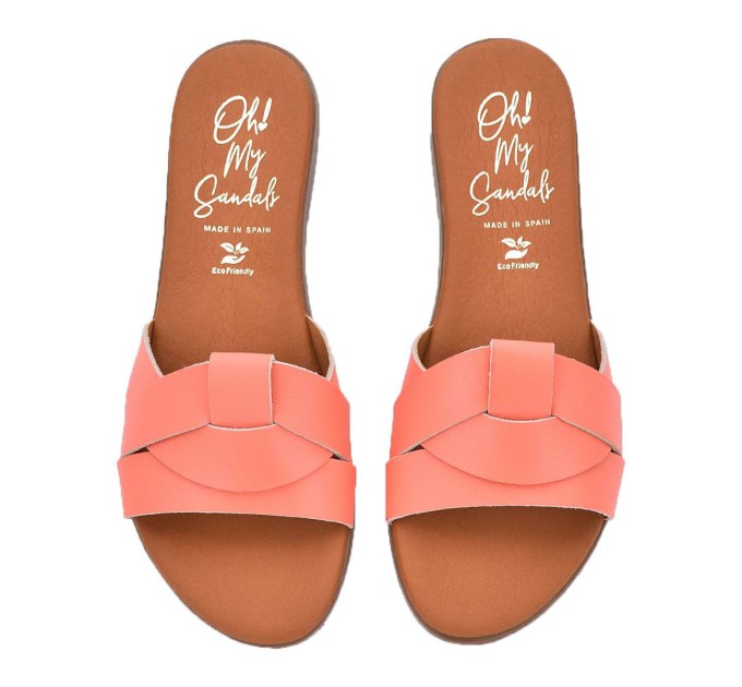 Дамски чехли от естествена кожа 5805 soft coral
